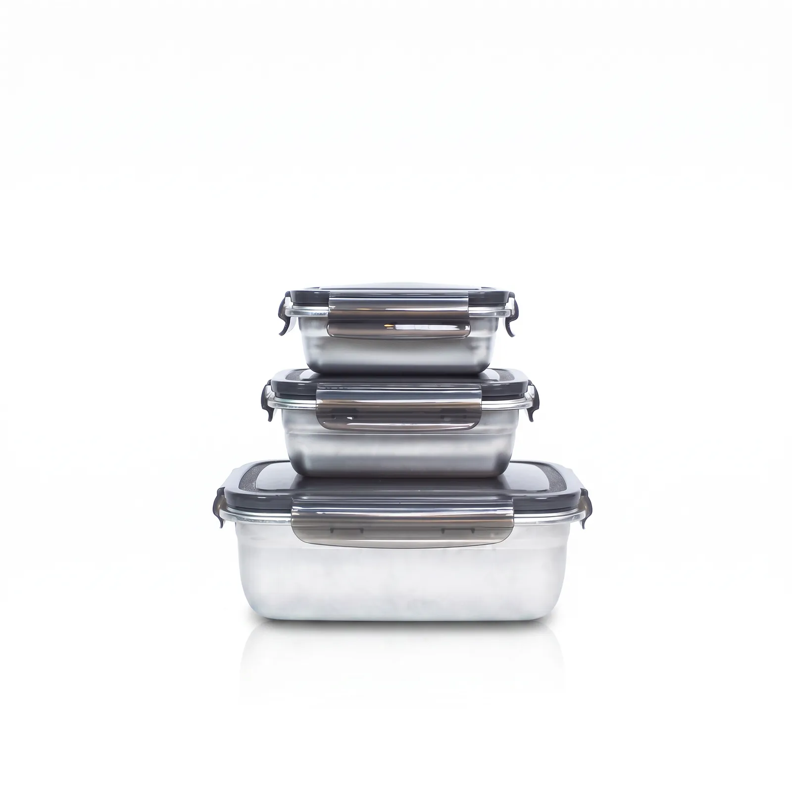 Stainless Steel Container, Black Rectangle, 350ml & 550ml & 850ml ++
